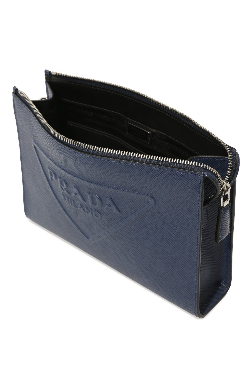 Мужская кожаная борсетка PRADA темно-синего цвета по цене 165000 руб., арт. 2VF039-2FAD-F0016-OOO | Фото 5 Мужская кожаная борсетка PRADA темно-синего цвета, арт. 2VF039-2FAD-F0016-OOO | Фото 5 (Материал: Натуральная кожа; Размер: small)