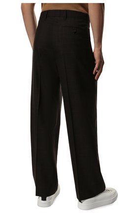 Мужские шерстяные брюки PRADA темно-коричневого цвета, арт. UP0178-10EB-F0192-221 | Фото 4 (Материал внешний: Шерсть; Длина (брюки, джинсы): Стандартные; Стили: Классический; Случай: Формальный)