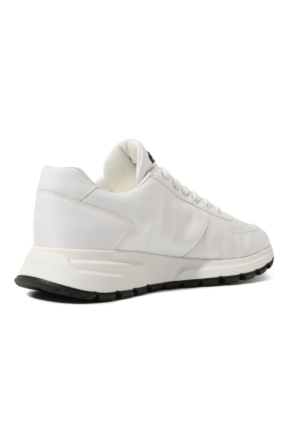 Мужские кроссовки PRADA белого цвета, арт. 4E3576-3LFV-F0009 | Фото 5 (Материал внешний: Текстиль; Стили: Классический; Материал утеплителя: Без утеплителя; Подошва: Массивная)