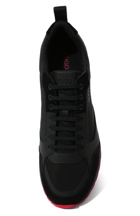 Мужские комбинированные кроссовки HUGO черного цвета, арт. 50451740 | Фото 6 (Материал внешний: Текстиль; Стили: Классический; Материал утеплителя: Без утеплителя)
