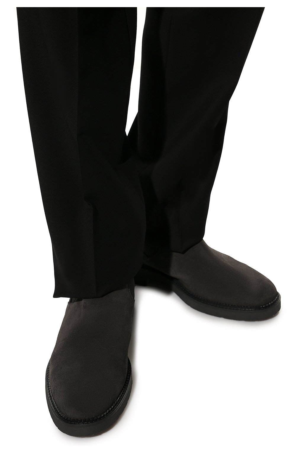 Мужские замшевые челси HUGO темно-серого цвета, арт. 50474390 | Фото 3 (Материал внешний: Кожа, Замша; Материал утеплителя: Без утеплителя; Мужское Кросс-КТ: Сапоги-обувь, Челси-обувь)