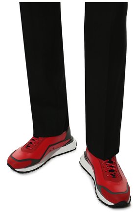 Мужские комбинированные кроссовки HUGO красного цвета, арт. 50464641 | Фото 3 (Материал внешний: Кожа; Стили: Классический; Материал утеплителя: Без утеплителя; Материал внутренний: Текстиль)