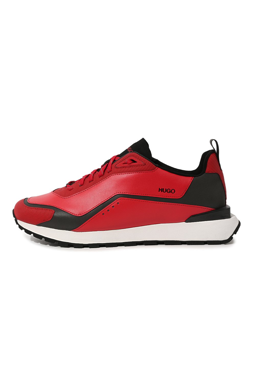 Мужские комбинированные кроссовки HUGO красного цвета, арт. 50464641 | Фото 4 (Материал внешний: Кожа; Стили: Классический; Материал утеплителя: Без утеплителя; Материал внутренний: Текстиль)