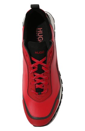 Мужские комбинированные кроссовки HUGO красного цвета, арт. 50464641 | Фото 6 (Материал внешний: Кожа; Стили: Классический; Материал утеплителя: Без утеплителя; Материал внутренний: Текстиль)