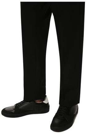 Мужские комбинированные кеды HUGO черного цвета, арт. 50474273 | Фото 3 (Материал внешний: Кожа; Стили: Классический; Материал утеплителя: Без утеплителя; Материал внутренний: Текстиль)