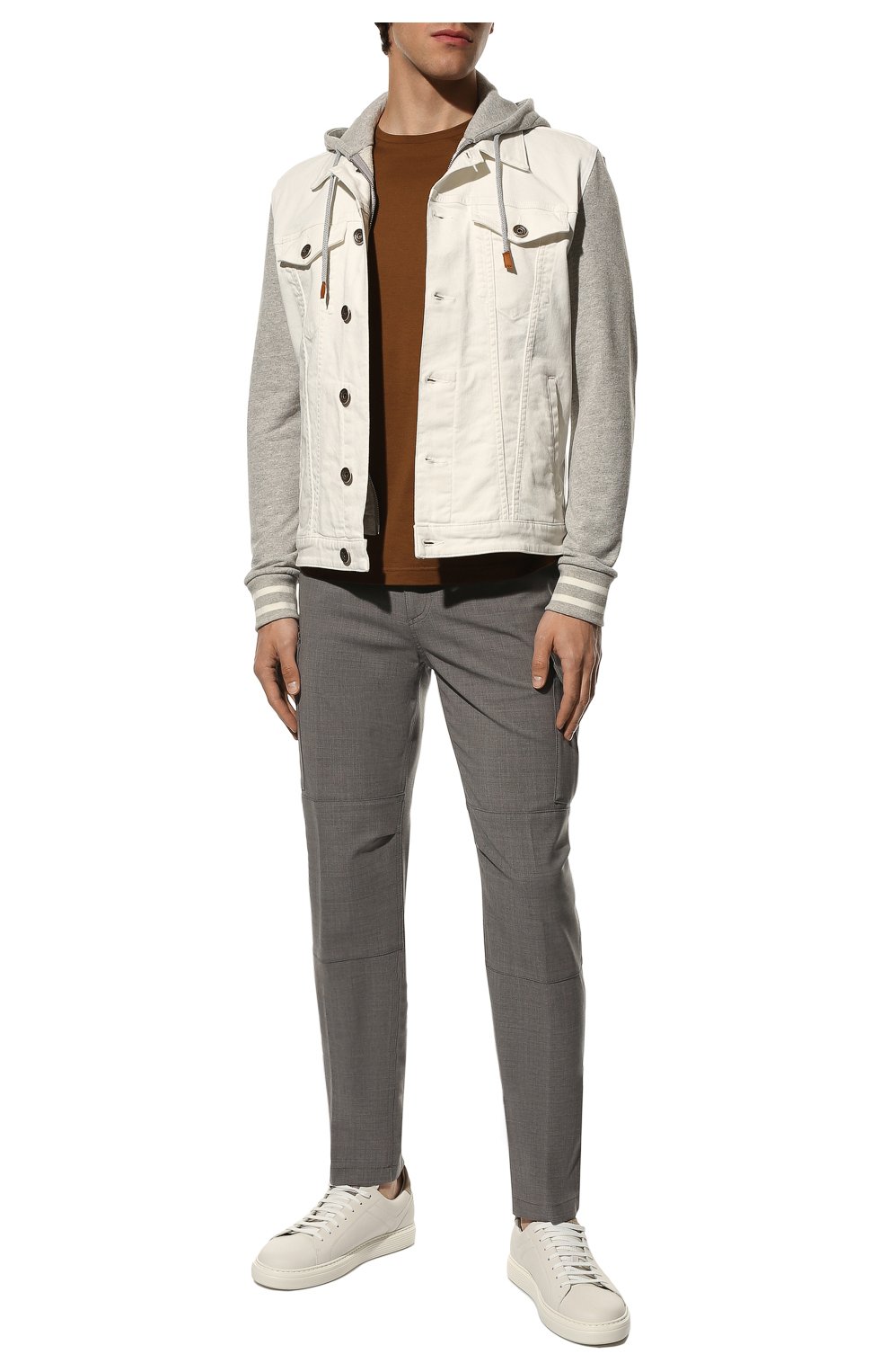 Мужская комбинированная куртка ELEVENTY белого цвета, арт. E70GBTE01 TET0E031 | Фото 2 (Кросс-КТ: Куртка, Деним; Рукава: Длинные; Материал внешний: Хлопок, Деним; Длина (верхняя одежда): Короткие; Стили: Кэжуэл)