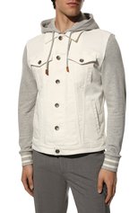 Мужская комбинированная курт ка ELEVENTY белого цвета, арт. E70GBTE01 TET0E031 | Фото 3 (Кросс-КТ: Куртка, Деним; Рукава: Длинные; Материал внешний: Хлопок, Деним; Длина (верхняя одежда): Короткие; Стили: Кэжуэл)