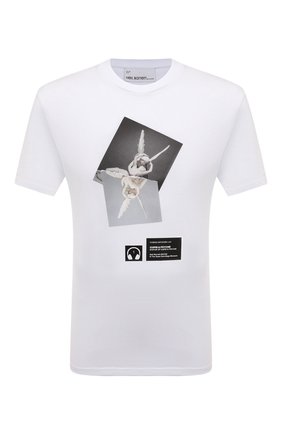 Мужская хлопковая футболка NEIL BARRETT белого цвета, арт. BJT058S S537S | Фото 1 (Рукава: Короткие; Длина (для топов): Стандартные; Принт: С принтом; Материал внешний: Хлопок; Стили: Кэжуэл)