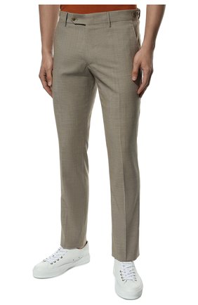 Мужские шерстяные брюки BERWICH бежевого цвета, арт. SC/1 FIBB/MZ1506 | Фото 3 (Материал внешний: Шерсть; Длина (брюки, джинсы): Стандартные; Случай: Повседневный; Материал подклада: Купро; Стили: Кэжуэл)
