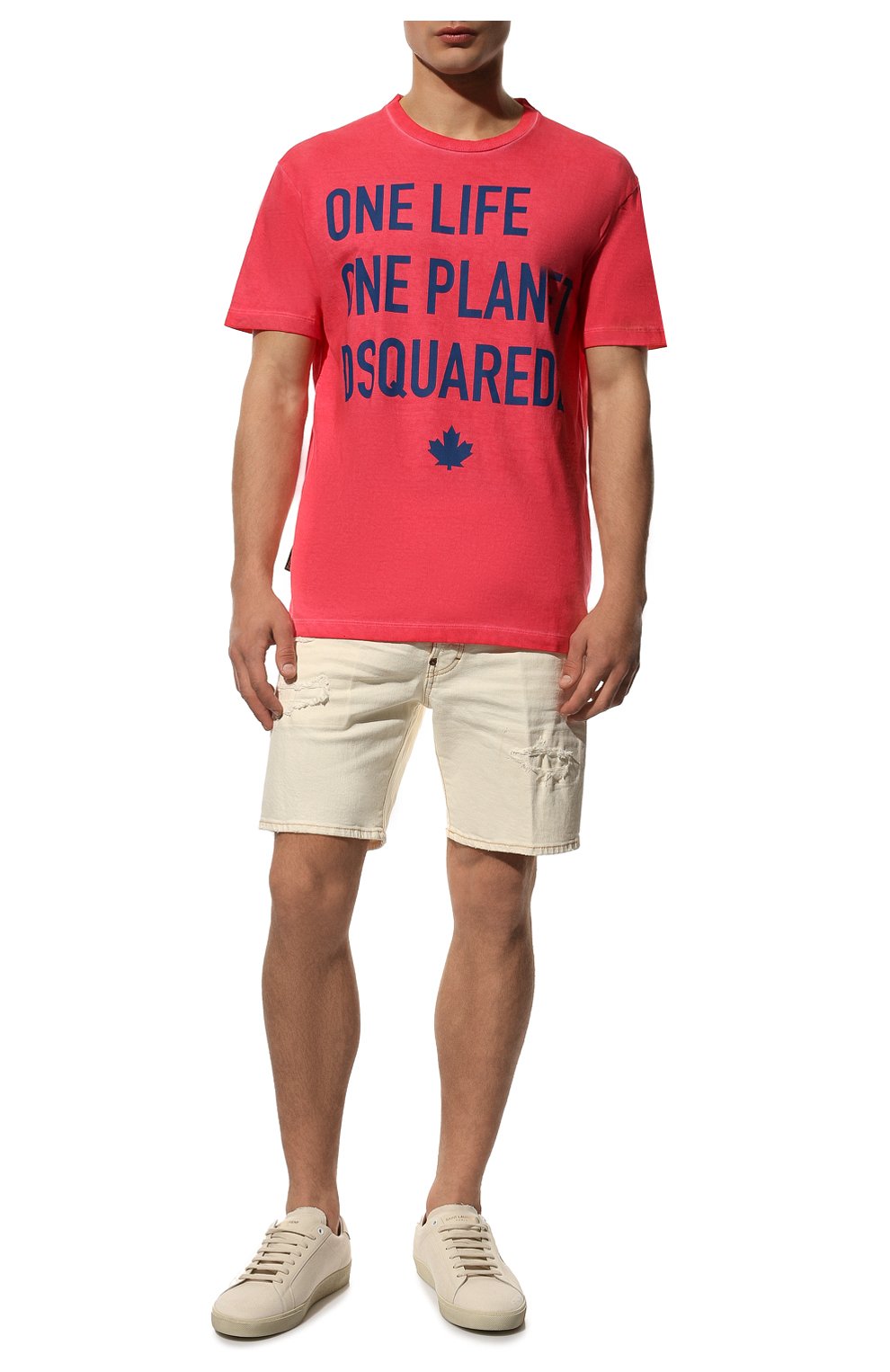 Мужская хлопковая футболка DSQUARED2 розового цвета, арт. S78GD0051/S24307 | Фото 2 (Рукава: Короткие; Длина (для топов): Стандартные; Принт: С принтом; Материал внешний: Хлопок; Стили: Кэжуэл)