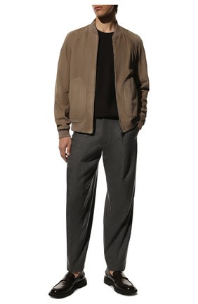 Мужские шерстяные брюки GIORGIO ARMANI темно-серого цвета, арт. 2WGPP0RI/T03KD | Фото 2 (Материал внешний: Шерсть; Длина (брюки, джинсы): Стандартные; Случай: Повседневный; Материал подклада: Купро; Стили: Кэжуэл)