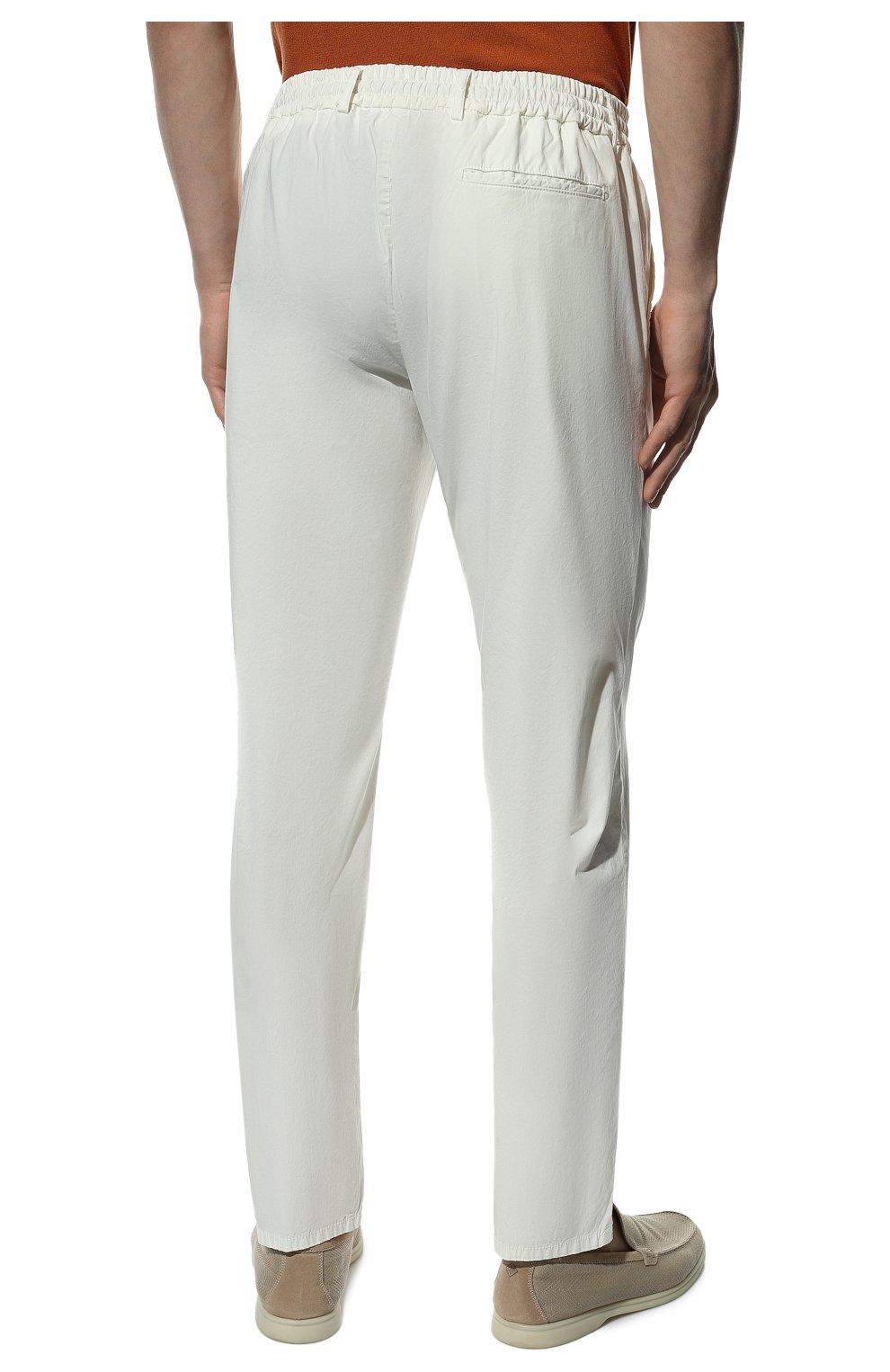 Мужские хлопковые брюки BERWICH белого цвета, арт. SPIAGGIA/1/TS4842X | Фото 4 (Длина (брюки, джинсы): Стандартные; Случай: Повседневный; Материал внешний: Хлопок; Стили: Кэжуэл)