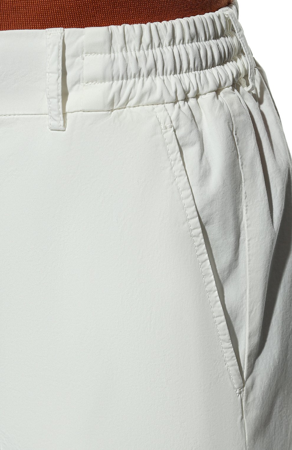 Мужские хлопковые брюки BERWICH белого цвета, арт. SPIAGGIA/1/TS4842X | Фото 5 (Длина (брюки, джинсы): Стандартные; Случай: Повседневный; Материал внешний: Хлопок; Стили: Кэжуэл)