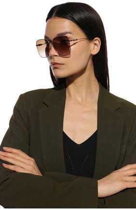 Женские солнцезащитные очки JIMMY CHOO золотого цвета,  арт. HESTER V01 | Фото 2 (Тип очков: С/з; Материал: Металл)