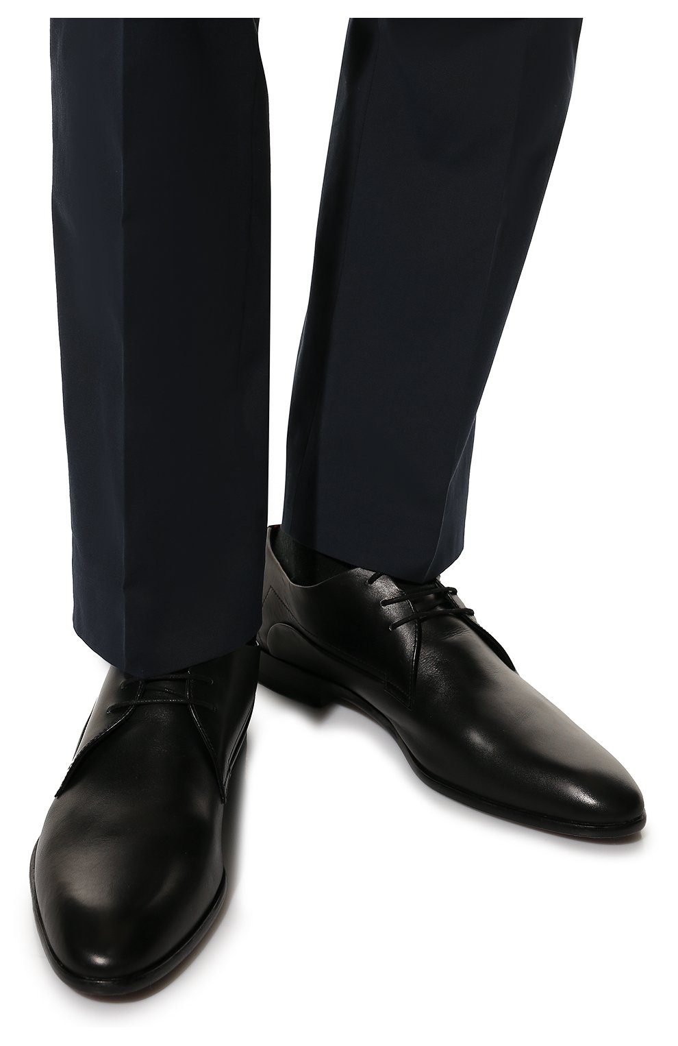 Мужские кожаные дерби HUGO черного цвета, арт. 50419898 | Фото 3 (Материал внешний: Кожа; Стили: Классический)