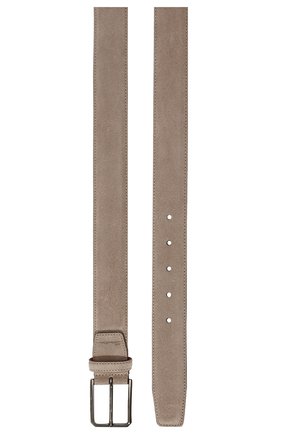 Мужской замшевый ремень SANTONI светло-бежевого цвета, арт. CM35VC003B91G2M0M45 | Фото 3 (Материал: Замша, Натуральная кожа; Случай: Формальный)