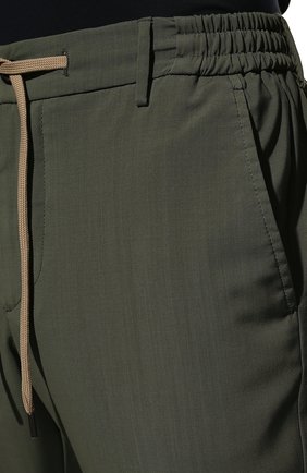 Мужские шерстяные брюки BERWICH хаки цвета, арт. SPIAGGIA/MZ0260B | Фото 5 (Материал внешний: Шерсть; Силуэт М (брюки): Чиносы; Длина (брюки, джинсы): Стандартные; Случай: Повседневный; Стили: Милитари; Материал подклада: Купро)