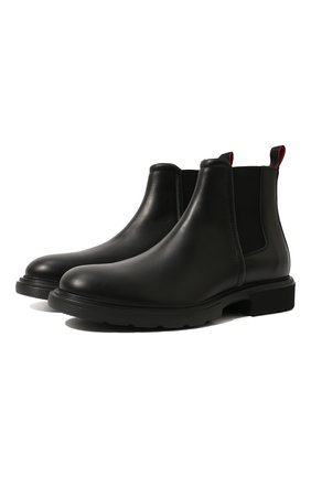 Мужские кожаные челси HUGO черного цвета, арт. 50464161 | Фото 1 (Материал внешний: Кожа; Материал утеплителя: Без утеплителя; Мужское Кросс-КТ: Сапоги-обувь, Челси-обувь)