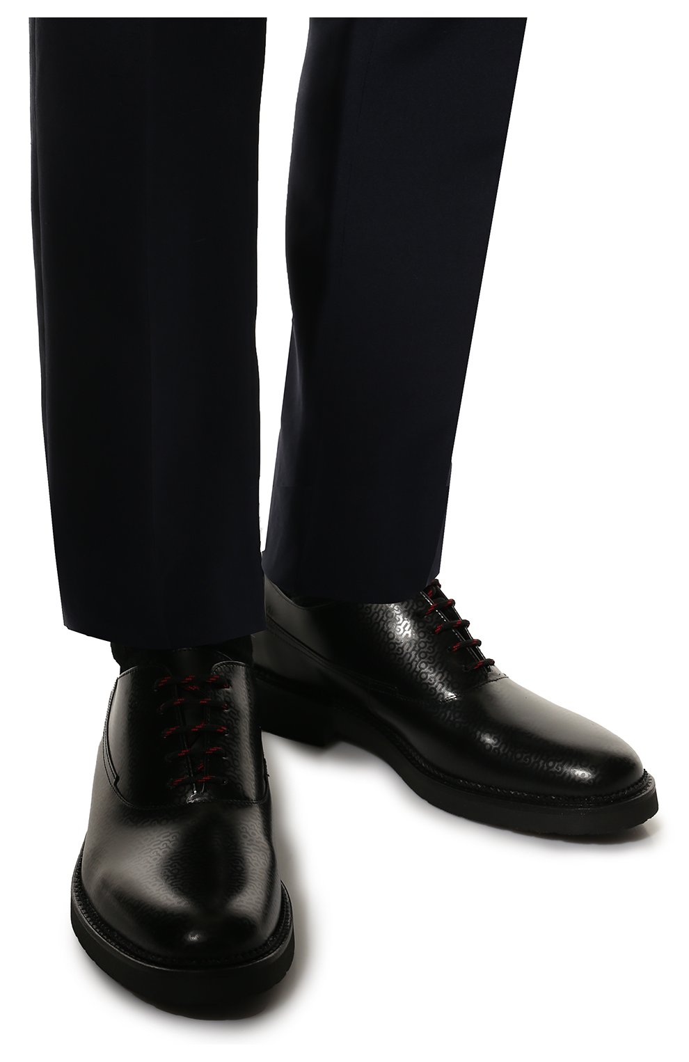 Мужские кожаные оксфорды HUGO черного цвета, арт. 50474059 | Фото 3 (Материал внешний: Кожа; Стили: Классический; Материал внутренний: Текстиль)