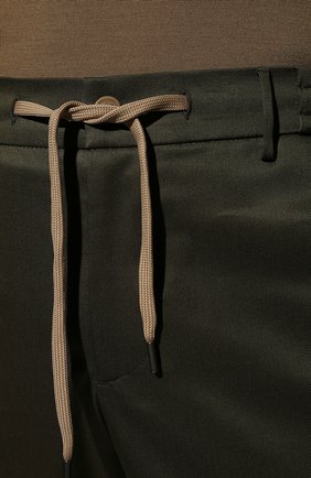 Мужские брюки из шерсти и хлопка BERWICH хаки цвета, арт. SPIAGGIA/1/FA1205X | Фото 5 (Материал внешний: Шерсть, Хлопок; Длина (брюки, джинсы): Стандартные; Случай: Повседневный; Стили: Милитари; Материал подклада: Купро)