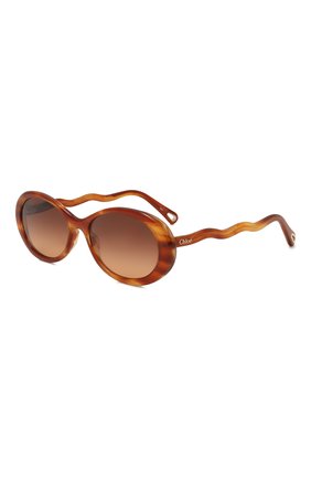 Женские солнцезащитные очки CHLOÉ светло-коричневого цвета, арт. CH0088S | Фото 1 (Очки форма: Овальные)