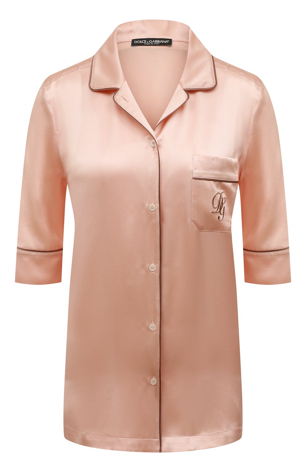 Женская шелковая рубашка DOLCE & GABBANA бежевого цвета, арт. F5013Z/FU1AU | Фото 1 (Материал внешний: Шелк; Женское Кросс-КТ: Блуза-белье)
