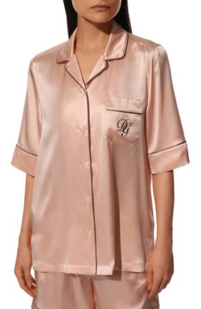 Женская шелковая рубашка DOLCE & GABBANA бежевого цвета, арт. F5013Z/FU1AU | Фото 3 (Материал внешний: Шелк; Женское Кросс-КТ: Блуза-белье)