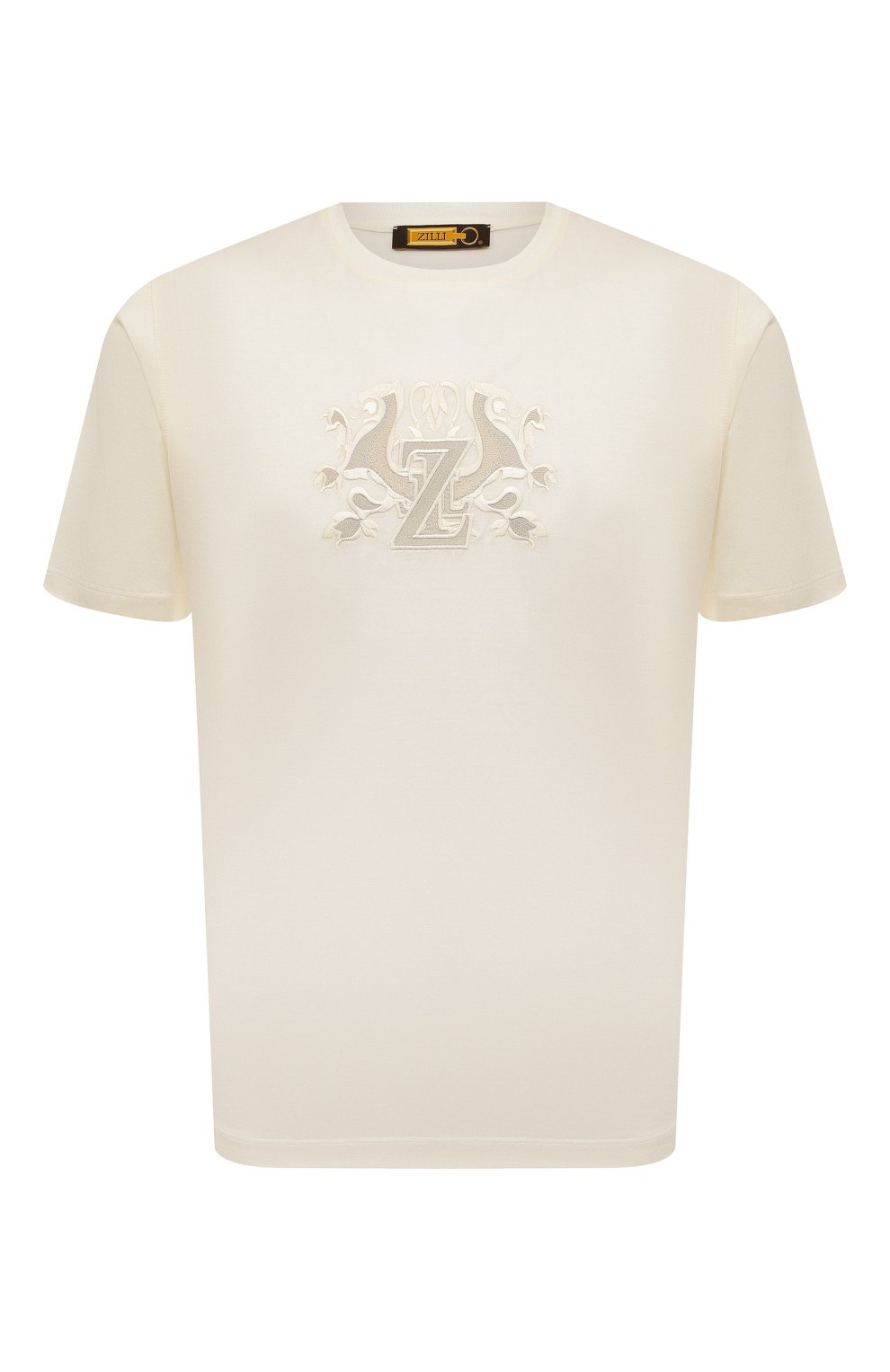 Мужская хлопковая футболка ZILLI кремвого цвета, арт. MEX-NT320-NELI1/MC01 | Фото 1 (Принт: Без принта; Рукава: Короткие; Длина (для топов): Стандартные; Материал внешний: Хлопок; Стили: Кэжуэл)