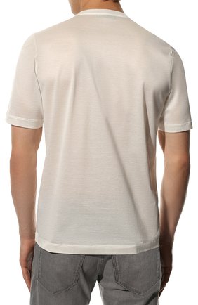 Мужская хлопковая футболка ZILLI кремвого цвета, арт. MEX-NT320-NELI1/MC01 | Фото 4 (Принт: Без принта; Рукава: Короткие; Длина (для топов): Стандартные; Материал внешний: Хлопок; Стили: Кэжуэл)