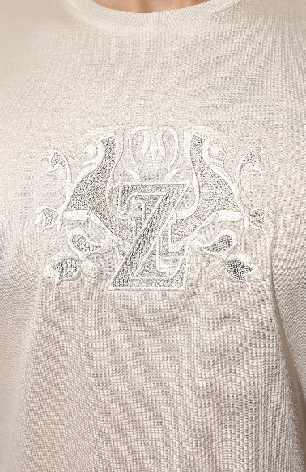 Мужская хлопковая футболка ZILLI кремвого цвета, арт. MEX-NT320-NELI1/MC01 | Фото 5 (Принт: Без принта; Рукава: Короткие; Длина (для топов): Стандартные; Материал внешний: Хлопок; Стили: Кэжуэл)