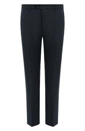 Мужские брюки из шерсти и шелка ANDREA CAMPAGNA темно-синего цвета, арт. ZIP/1/LP183U | Фото 1 (Материал внешний: Шерсть; Длина (брюки, джинсы): Стандартные; Материал подклада: Купро; Случай: Формальный; Стили: Классический)