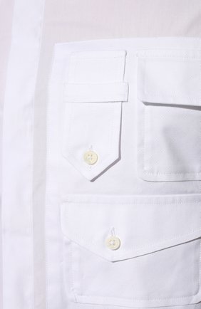 Мужская хлопковая рубашка NEIL BARRETT белого цвета, арт. BCM060C S023C | Фото 5 (Манжеты: На пуговицах; Воротник: Кент; Рукава: Длинные; Случай: Повседневный; Длина (для топов): Стандартные; Материал внешний: Хлопок; Принт: Однотонные; Стили: Кэжуэл)
