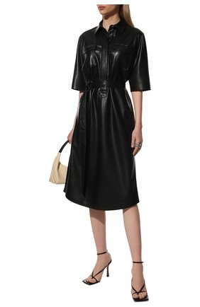 Женское платье из эко-кожи BOSS черного цвета, арт. 50473255 | Фото 2