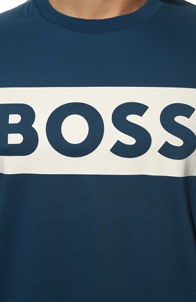 Мужская хлопковая футболка BOSS синего цвета, арт. 50471696 | Фото 5 (Рукава: Короткие; Длина (для топов): Стандартные; Принт: С принтом; Материал внешний: Хлопок; Стили: Кэжуэл)