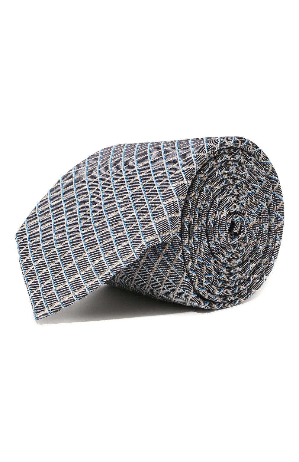 Мужской шелковый галстук BOSS темно-серого цвета, арт. 50475627 | Фото 1 (Принт: С принтом; Материал: Текстиль, Шелк)