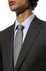 Мужской шелковый галстук BOSS темно-серого цвета, арт. 50475627 | Фото 2 (Принт: С принтом; Материал: Текстиль, Шелк)