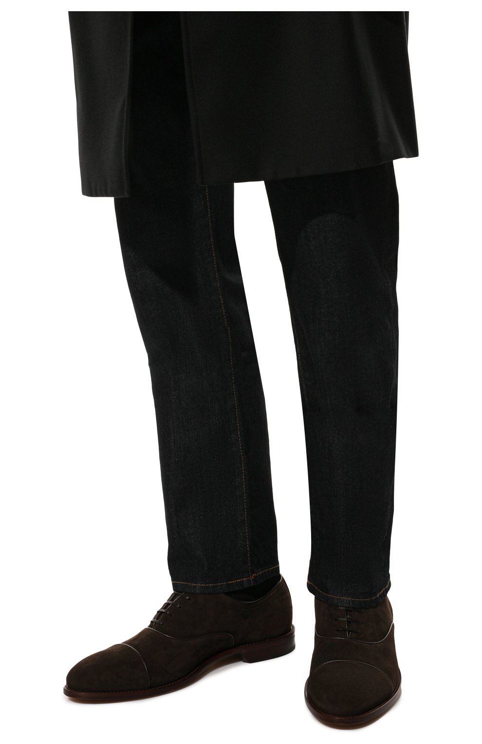 Мужские замшевые оксфорды BOSS темно-коричневого цвета, арт. 50469685 | Фото 3 (Материал внешний: Кожа, Замша; Стили: Классический)