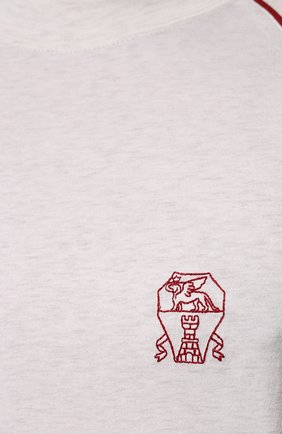 Мужская хлопковая футболка BRUNELLO CUCINELLI белого цвета, арт. M0T619650G | Фото 5 (Рукава: Короткие; Длина (для топов): Стандартные; Принт: С принтом; Материал внешний: Хлопок; Стили: Кэжуэл)
