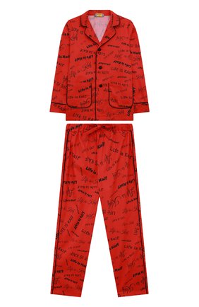 Детская хлопковая пижама MUMOFSIX красного цвета, арт. MOSSS22T_PJ02 | Фото 1 (Рукава: Длинные; Материал внешний: Хлопок; Ростовка одежда: 10 - 11 лет | 140 - 146см, 12 лет | 152 см, 4 года | 104 см, 6 лет | 116 см, 8 лет | 128 см)