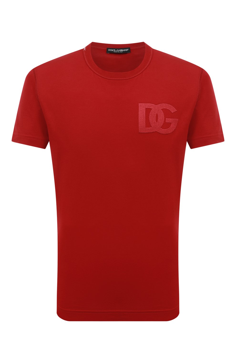 Мужская хлопковая футболка DOLCE & GABBANA красного цвета, арт. G80L6Z/G7C8G | Фото 1 (Принт: Без принта; Рукава: Короткие; Длина (для топов): Стандартные; Материал внешний: Хлопок; Стили: Кэжуэл)