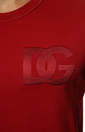 Мужская хлопковая футболка DOLCE & GABBANA красного цвета, арт. G80L6Z/G7C8G | Фото 5 (Принт: Без принта; Рукава: Короткие; Длина (для топов): Стандартные; Материал внешний: Хлопок; Стили: Кэжуэл)