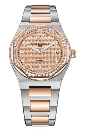 Женские часы laureato 34 mm GIRARD-PERREGAUX бесцветного цвета, арт. 80189D56A331-56A | Фото 1 (Механизм: Кварц; Цвет циферблата: Другое; Материал корпуса: Сталь и розовое золото)