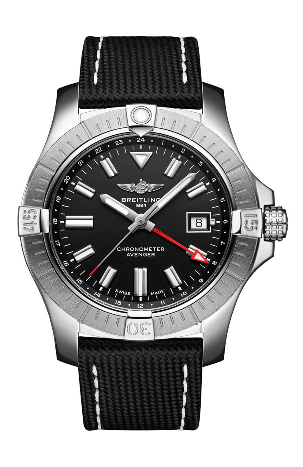 Мужские часы avenger automatic gmt 43 BREITLING бесцветного цвета, арт. A32397101B1X1 | Фото 1 (Механизм: Автомат; Материал корпуса: Сталь; Цвет циферблата: Чёрный)