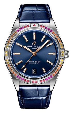 Женские часы chronomat automatic 36 south sea BREITLING бесцветного цвета, арт. A10380611C1P1 | Фото 1 (Механизм: Автомат; Цвет циферблата: Синий; Материал корпуса: Сталь)