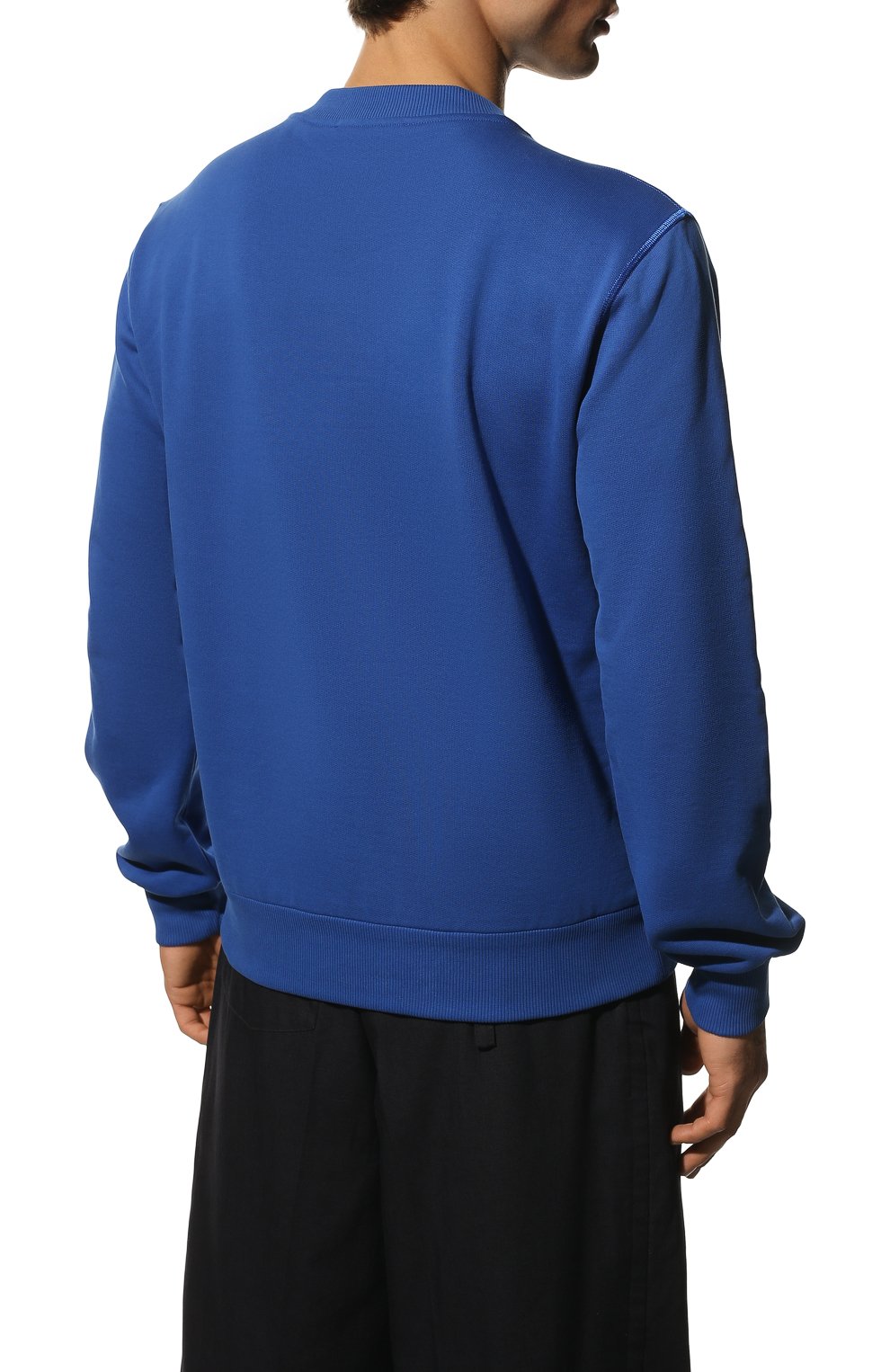Мужской хлопковый свитшот DOLCE & GABBANA синего цвета, арт. G90W6Z/G7C8H | Фото 4 (Рукава: Длинные; Принт: Без принта; Длина (для топов): Стандартные; Мужское Кросс-КТ: свитшот-одежда; Материал внешний: Хлопок; Стили: Кэжуэл)