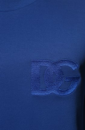 Мужской хлопковый свитшот DOLCE & GABBANA синего цвета, арт. G90W6Z/G7C8H | Фото 5 (Рукава: Длинные; Принт: Без принта; Длина (для топов): Стандартные; Мужское Кросс-КТ: свитшот-одежда; Материал внешний: Хлопок; Стили: Кэжуэл)
