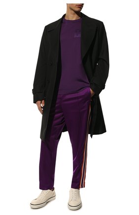 Мужская хлопковая футболка DOLCE & GABBANA фиолетового цвета, арт. G80L6Z/G7C8G | Фото 2 (Принт: Без принта; Рукава: Короткие; Длина (для топов): Стандартные; Материал внешний: Хлопок; Стили: Кэжуэл)