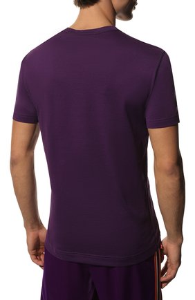 Мужская хлопковая футболка DOLCE & GABBANA фиолетового цвета, арт. G80L6Z/G7C8G | Фото 4 (Принт: Без принта; Рукава: Короткие; Длина (для топов): Стандартные; Материал внешний: Хлопок; Стили: Кэжуэл)