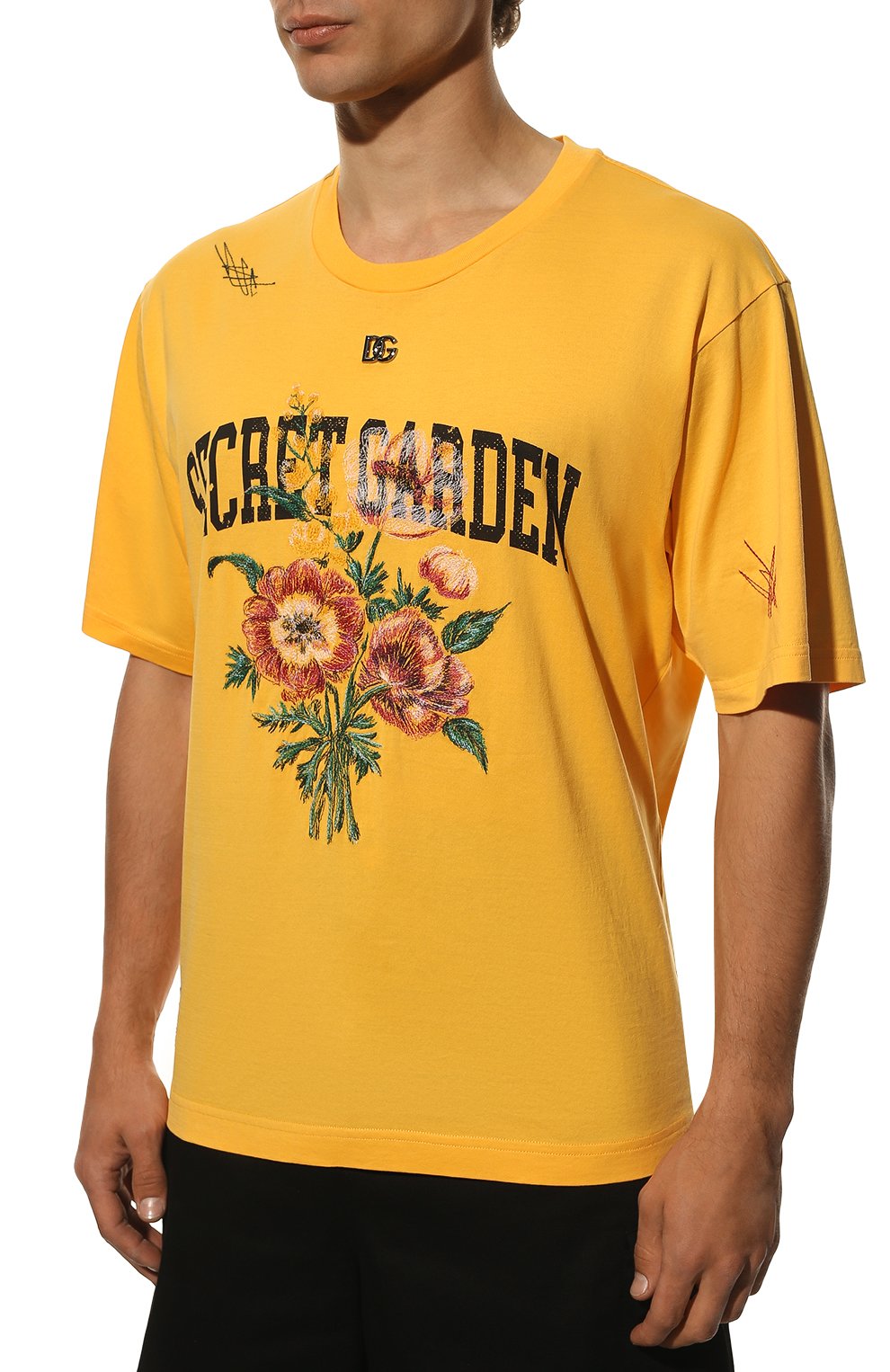 Мужская хлопковая футболка DOLCE & GABBANA желтого цвета, арт. G80K8Z/G7C7J | Фото 3 (Рукава: Короткие; Длина (для топов): Стандартные; Принт: С принтом; Материал внешний: Хлопок; Стили: Кэжуэл)