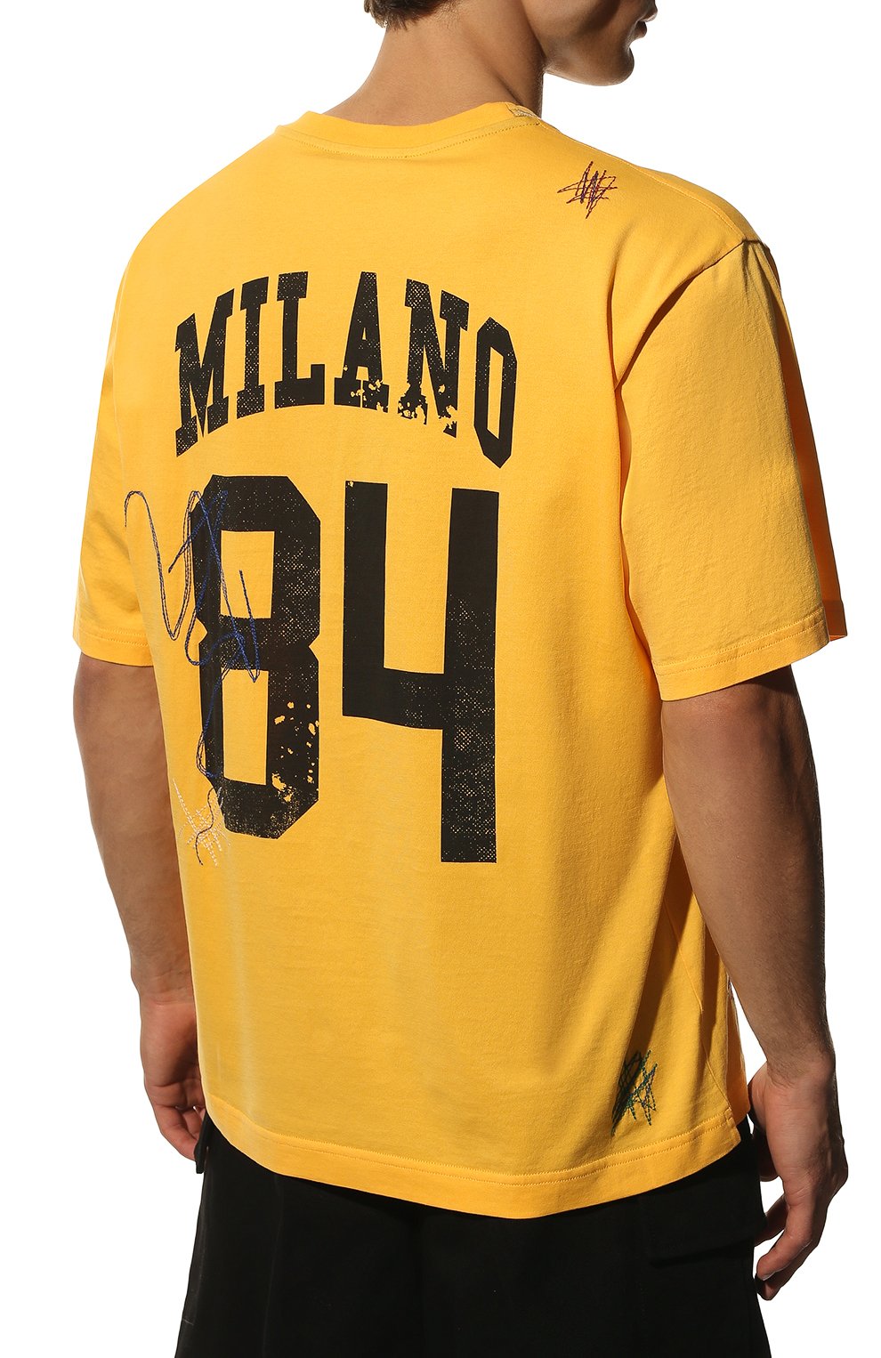Мужская хлопковая футболка DOLCE & GABBANA желтого цвета, арт. G80K8Z/G7C7J | Фото 4 (Рукава: Короткие; Длина (для топов): Стандартные; Принт: С принтом; Материал внешний: Хлопок; Стили: Кэжуэл)